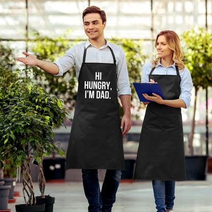 Hi Hungry I am Dad Funny Apron Dad Aprons Gift for Him Aprons for Mens Chef Apron Kitchen Apron BBQ Apron Grill Apron Father Day Gift Black Apron