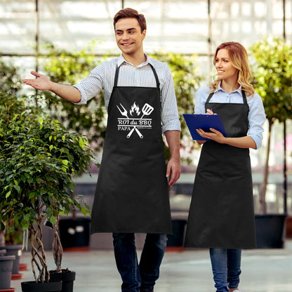 Roi du BBQ Papa Custom Name Aprons for Mens Dad Aprons Gift for Him Chef Apron Personalised Apron Kitchen Apron BBQ Apron Grill Apron Father Day Gift Black Apron
