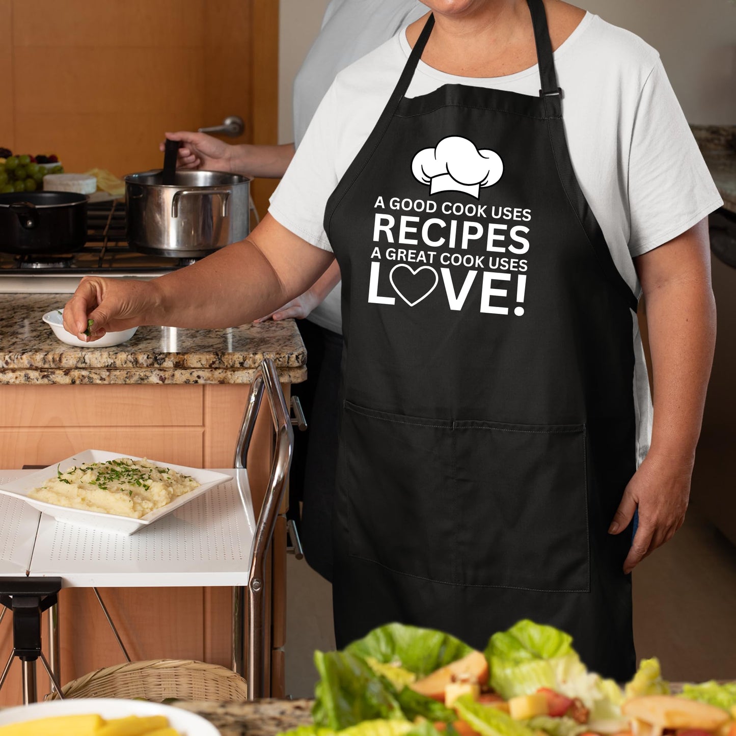 A Good Cook Uses Recipes A Great Cook Uses Love Funny Aprons for Women Printed Apron Gift for Her Chef Apron Kitchen Apron BBQ Apron Gift Baking Apron Father Day Gift