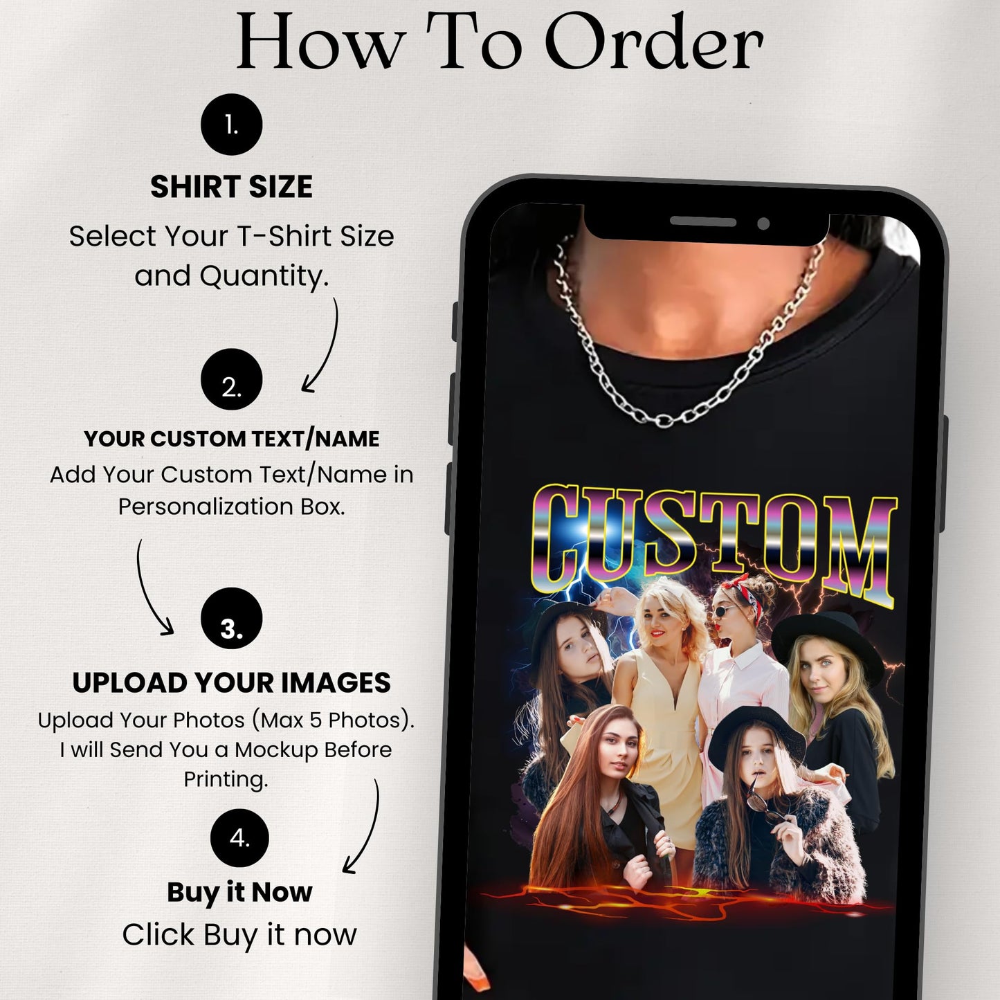 Personalized Bootleg Rap Tee, Sweatshirt, and Hoodie, Retro 90s Style Vintage Graphic tee – Custom Photo Shirt Women 100% Cotton Customised T Shirt, Gift for Music Lovers