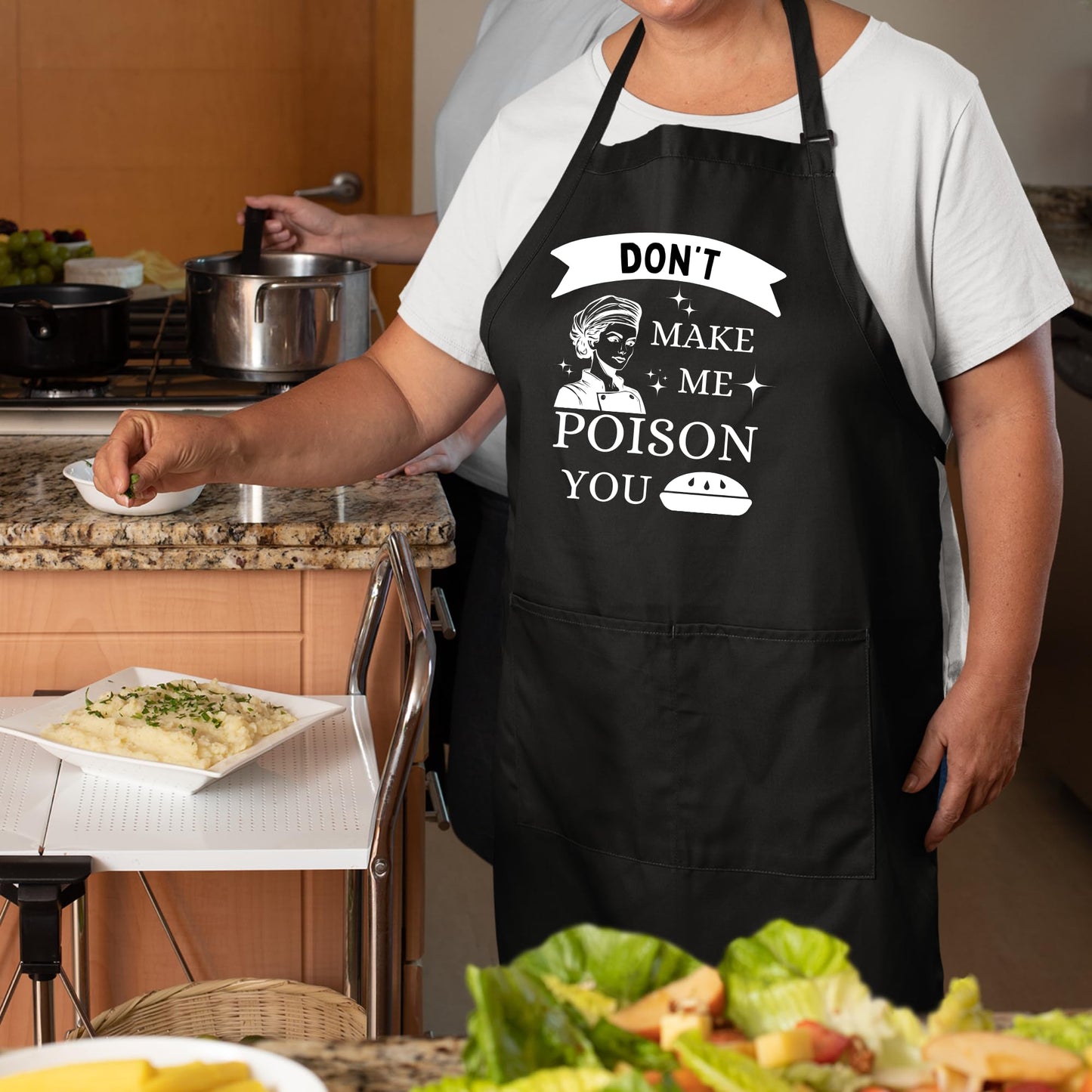 Don't Make Me Poison You Funny Aprons for Women Printed Apron Gift for Her Chef Apron Kitchen Apron BBQ Apron Gift Baking Apron Mother Day Gift