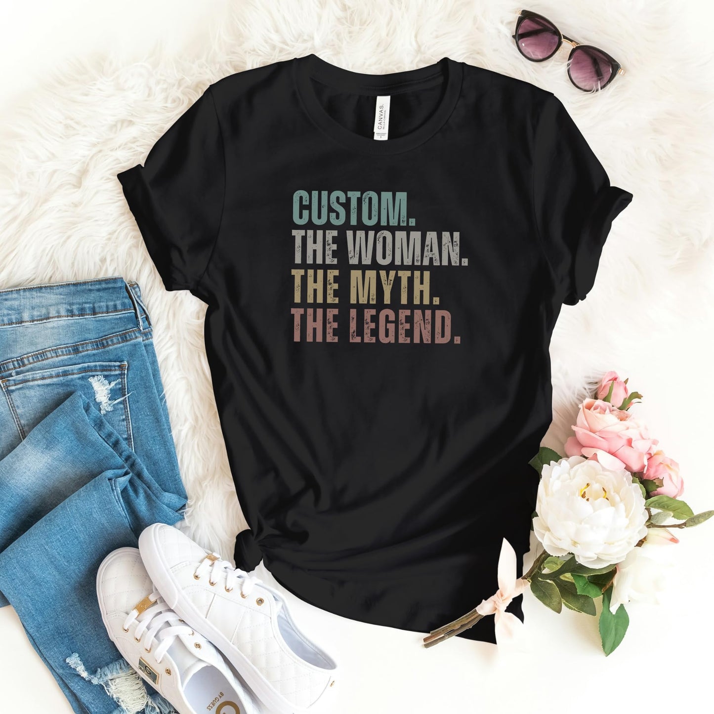 Be Buz Custom Name The Woman The Myth The Legend T-Shirt Personalized Women's Tee Funny Gift for Mom, Wife, Sister - Top Tee