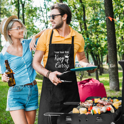 King of Curry Custom Apron Personalised Aprons Grill Apron Gift for Him Her Aprons for Mens Dad Apron Chef Apron Kitchen Apron BBQ Apron Father Day Gift Black Apron