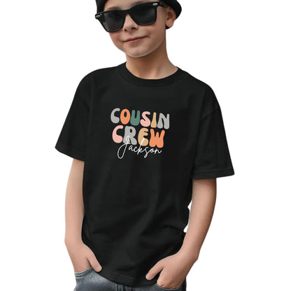 Personalised Groovy Cousin Crew Kids Shirt - Retro Custom Matching Cousins T-Shirts - Cousin Trip - Natural Kids Youth & Adult Shirts
