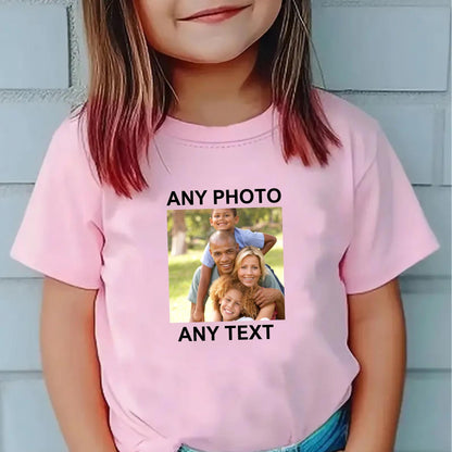 Personalised Photo Kids T-Shirt – Custom Name & Image - Top Tee