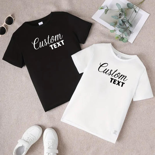 Personalised Kids tshirt - Childrens Custom Text tshirt - kids Name tshirt, Personalised Custom Text Party Gift Boys Girls Kids T-Shirts