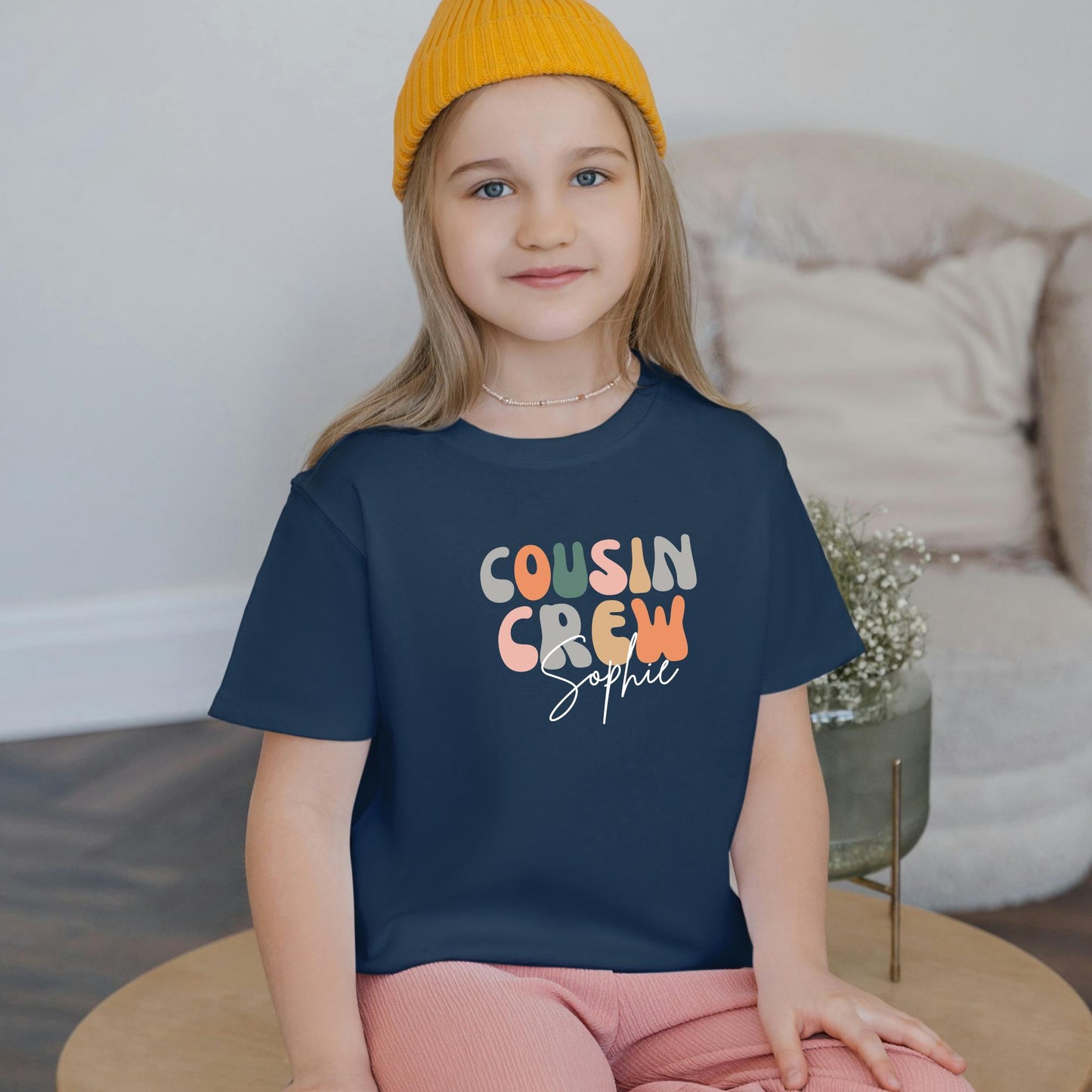 Personalised Groovy Cousin Crew Kids Shirt - Retro Custom Matching Cousins T-Shirts - Cousin Trip - Natural Kids Youth & Adult Shirts