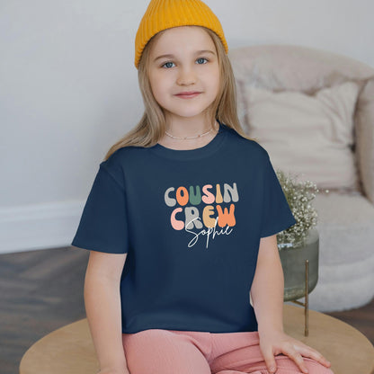 Personalised Groovy Cousin Crew Kids Shirt - Retro Custom Matching Cousins T-Shirts - Cousin Trip - Natural Kids Youth & Adult Shirts