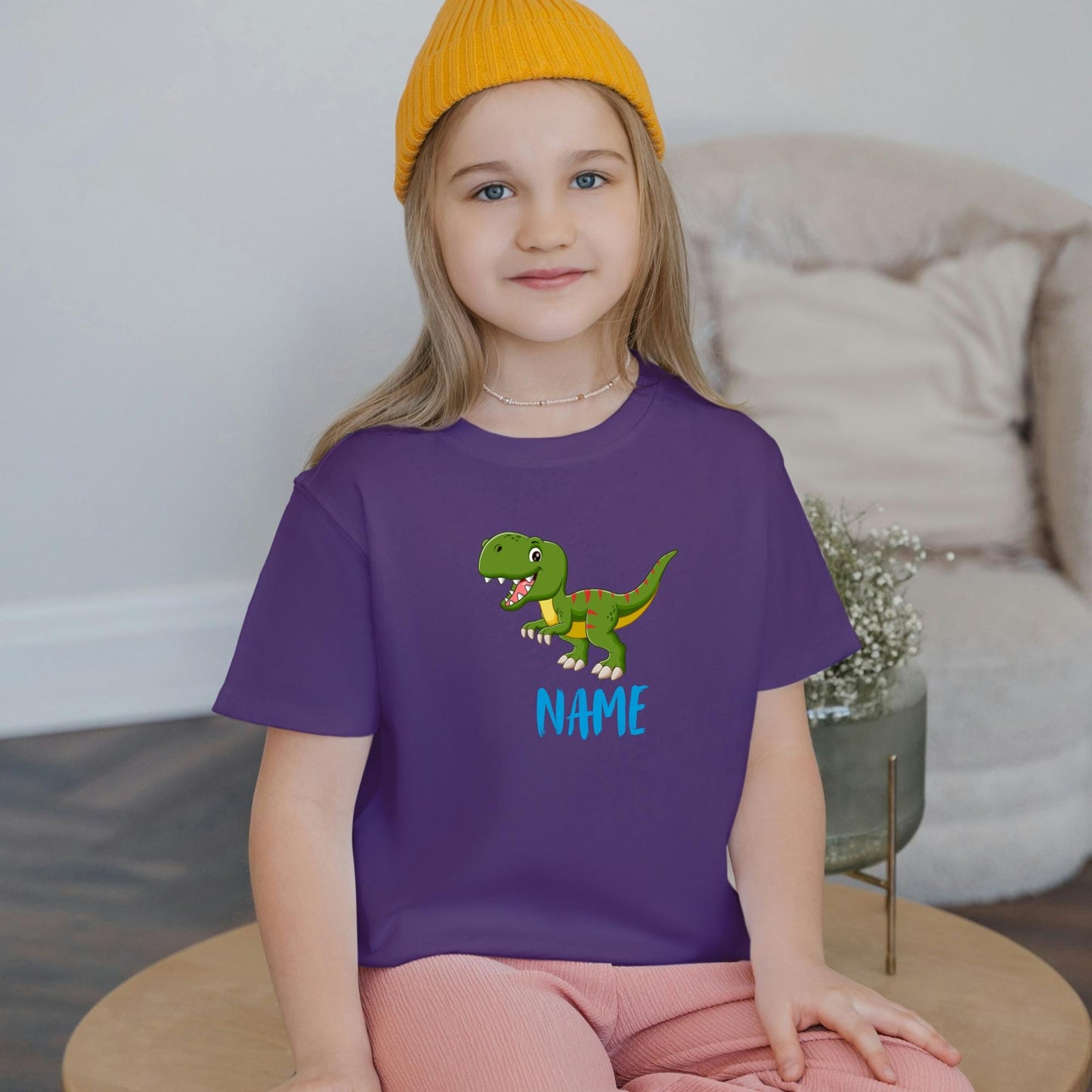 Personalized Dino Shirt for Kids – Funny Birthday Gift – Cute T-Rex Tee for Toddlers & Children Dinosaur Custom Name Kids T-Shirt