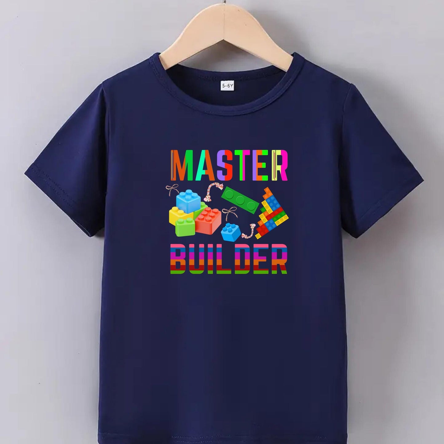 Master Builder Kids T-Shirt – Construction Theme Shirt for Kids – Funny Builder Graphic Tee