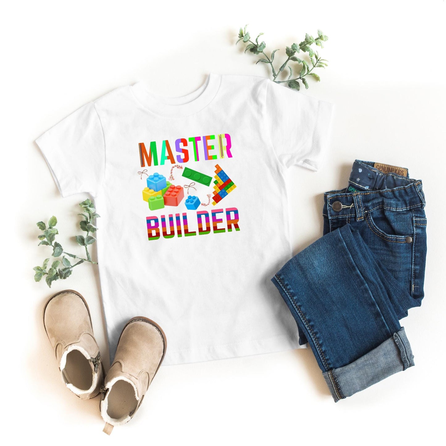 Master Builder Kids T-Shirt – Construction Theme Shirt for Kids – Funny Builder Graphic Tee