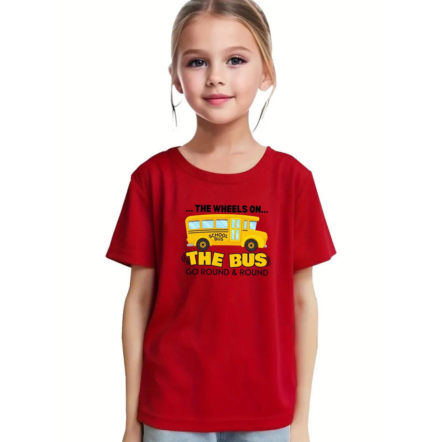 The Wheels on the Bus Go Round & Round&#39; Graphic Tee, Nursery Rhyme Shirt for Toddlers Fun Musical Tee for Kids