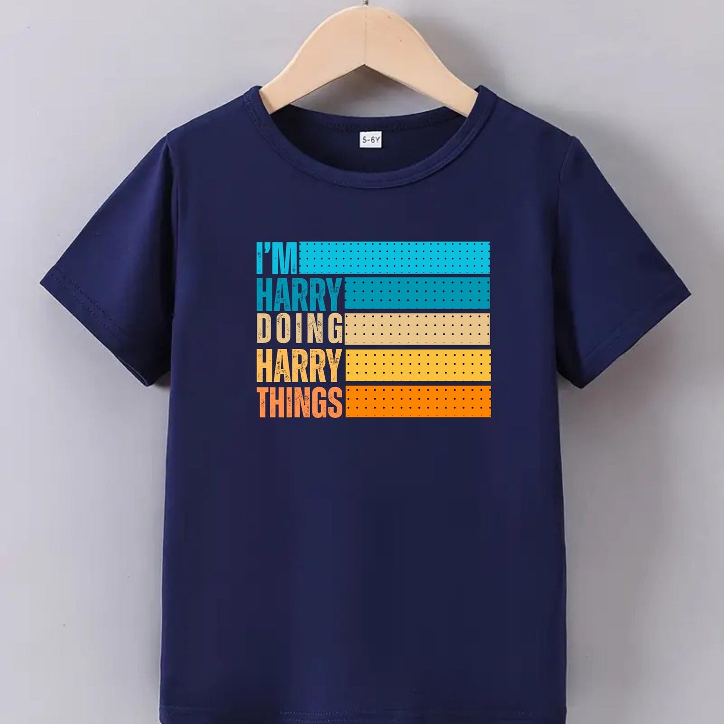 Funny Personalized Name Tee for Boys – I’m Harry Doing Harry Things Kids T-Shirt – Retro Graphic Shirt – Custom Gift for Kids Named