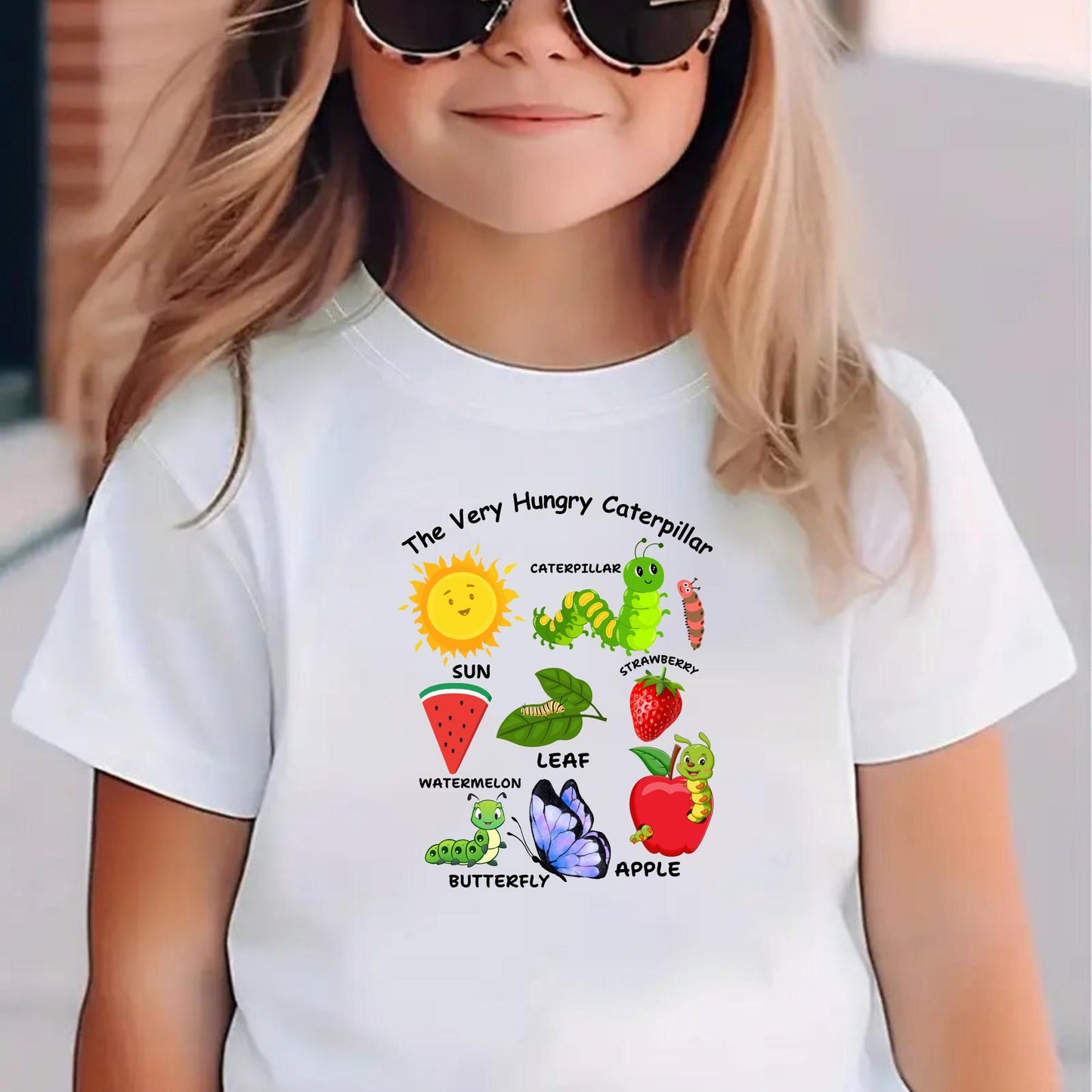Hungry Caterpillar Kids Shirt – Educational Toddler Tee – Learning Fruit and Insect Shirt – Cute Insect Graphic Tee for Boys & Girls