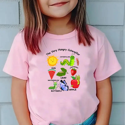 Hungry Caterpillar Kids Shirt – Educational Toddler Tee – Learning Fruit and Insect Shirt – Cute Insect Graphic Tee for Boys & Girls