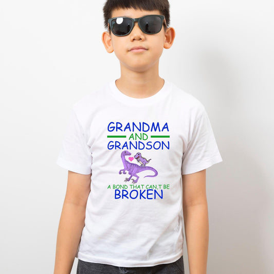 Grandma and Grandson t Shirt – A Bond That Can’t Be Broken – Matching Family Gift – Grandparent Gift Idea – Love Quote kids funny Tee