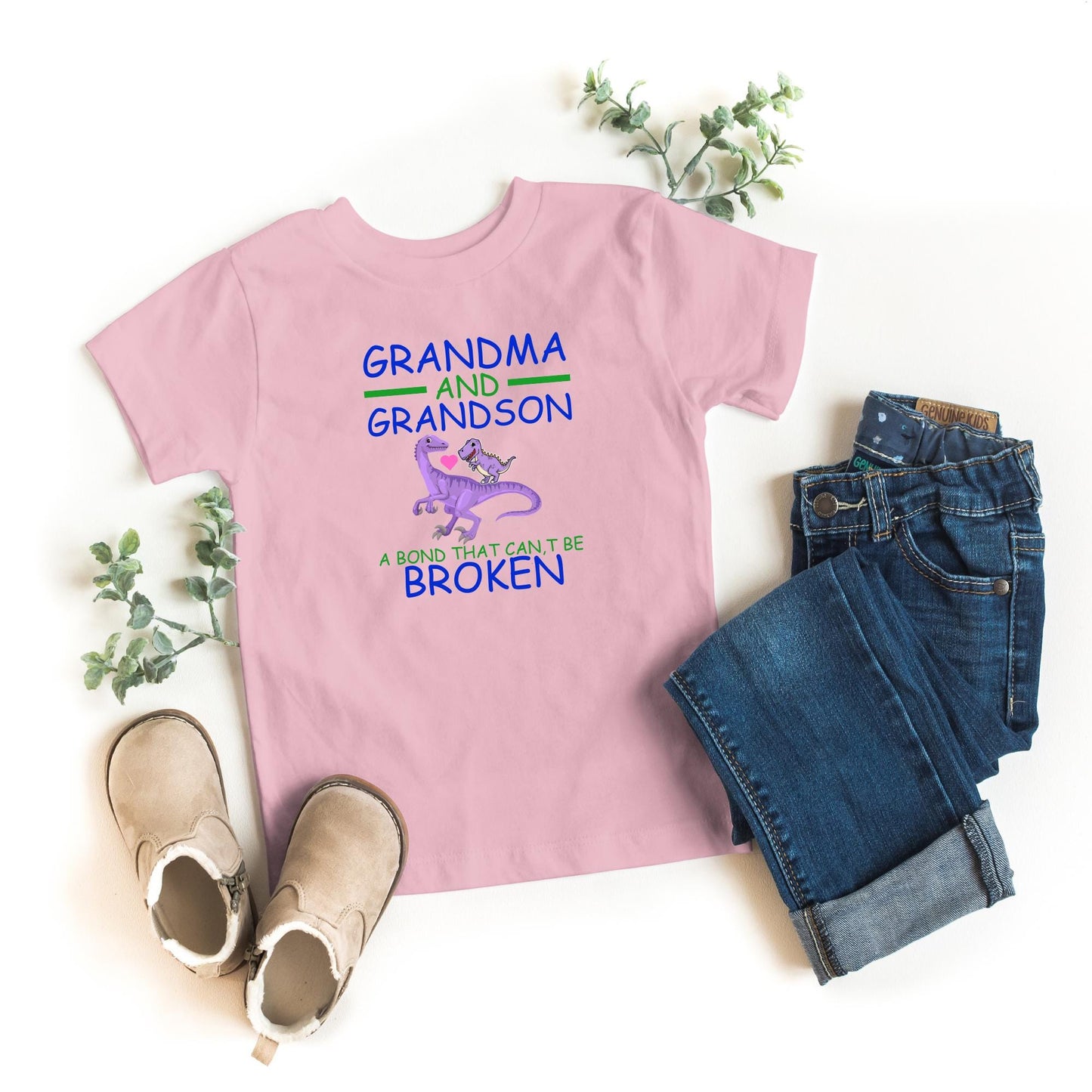 Grandma and Grandson t Shirt – A Bond That Can’t Be Broken – Matching Family Gift – Grandparent Gift Idea – Love Quote kids funny Tee
