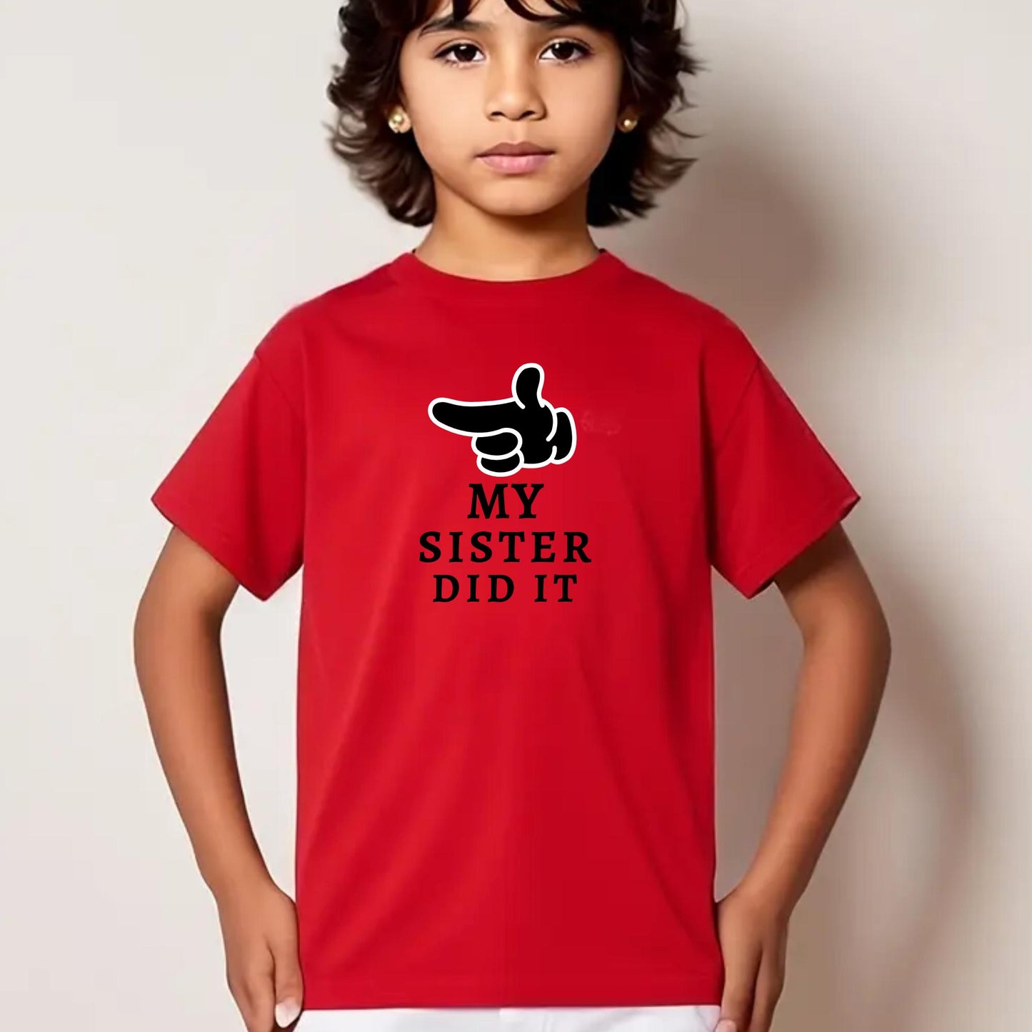 My Sister Did It Shirt – Funny Sibling Blame T-Shirt for Toddlers and Kids – Family Outfit – Cute Brother Sister Gift – Funny Baby Bodysuit