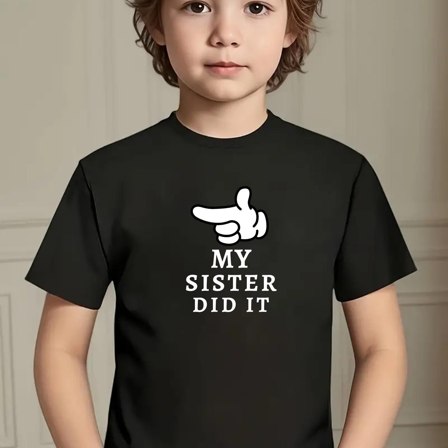 My Sister Did It Shirt – Funny Sibling Blame T-Shirt for Toddlers and Kids – Family Outfit – Cute Brother Sister Gift – Funny Baby Bodysuit