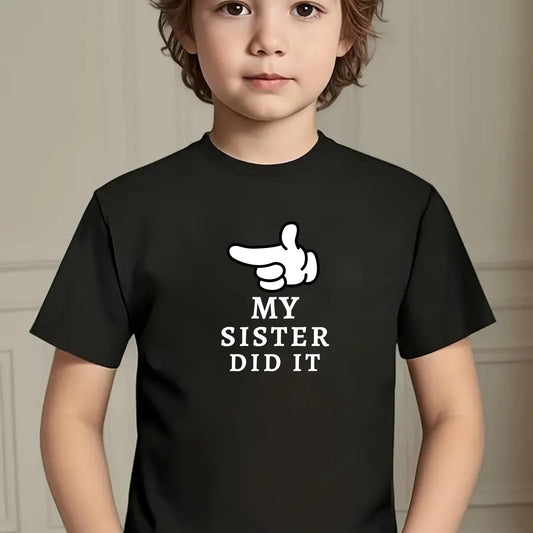 My Sister Did It Shirt – Funny Sibling Blame T-Shirt for Toddlers and Kids – Family Outfit – Cute Brother Sister Gift – Funny Baby Bodysuit
