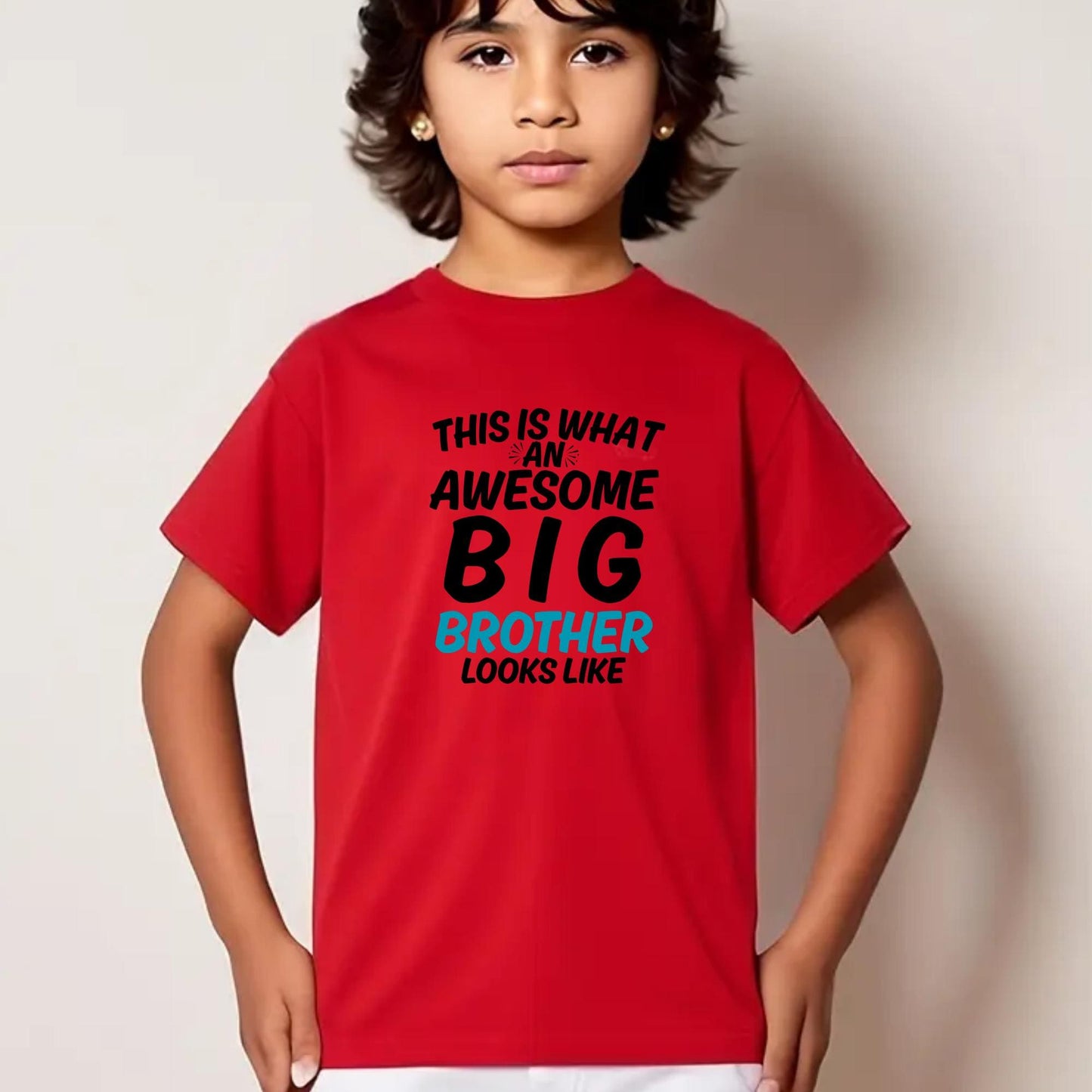 Awesome Big Brother Shirt –This Is What an Awesome Big Brother Looks Like – Funny Kids Sibling T-Shirt – New Baby Announcement Gift for Boys