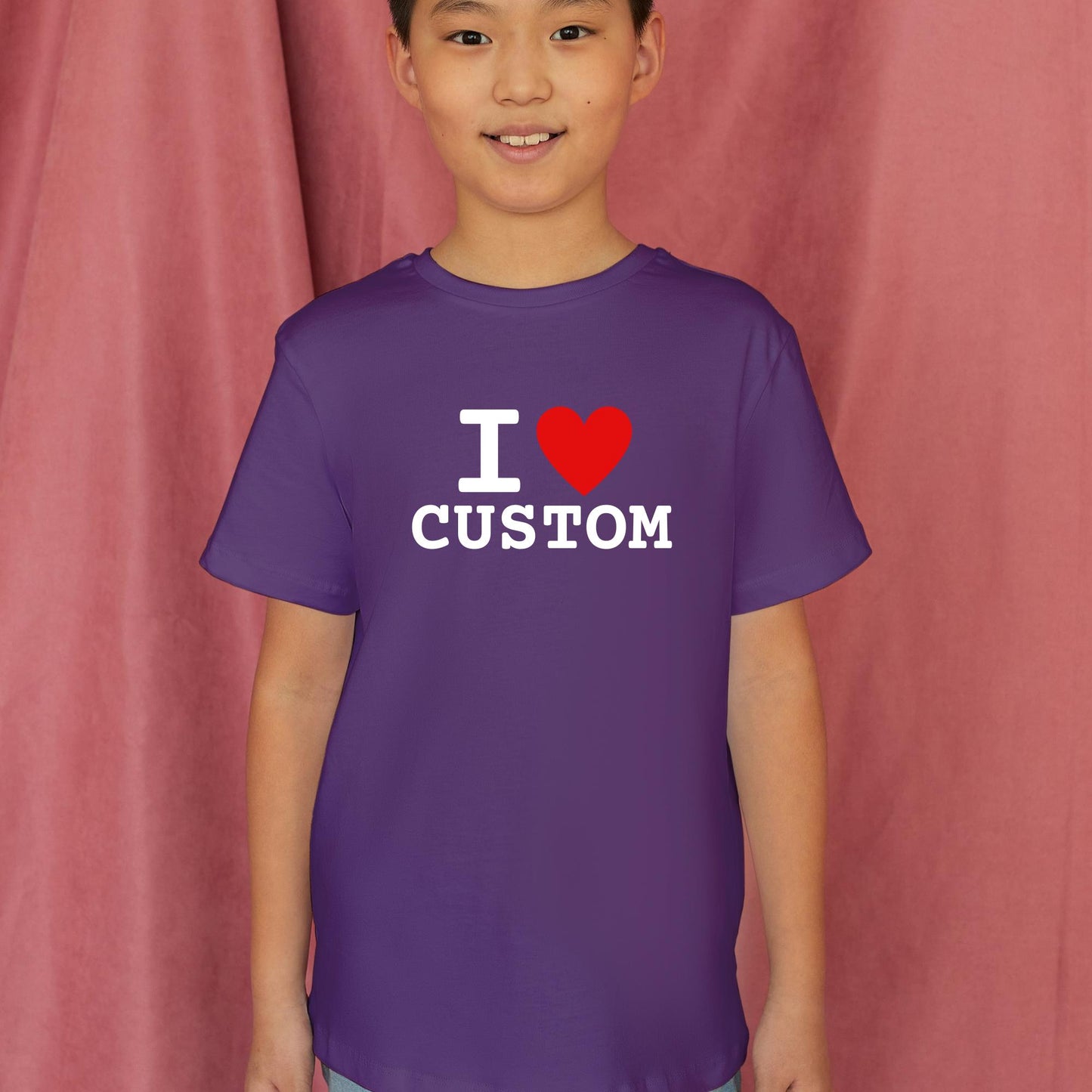 I love Custom Kids T-Shirt – Personalized Heart Shirt for Boys & Girls – Soft Cotton Unisex Tee Personalized Shirt