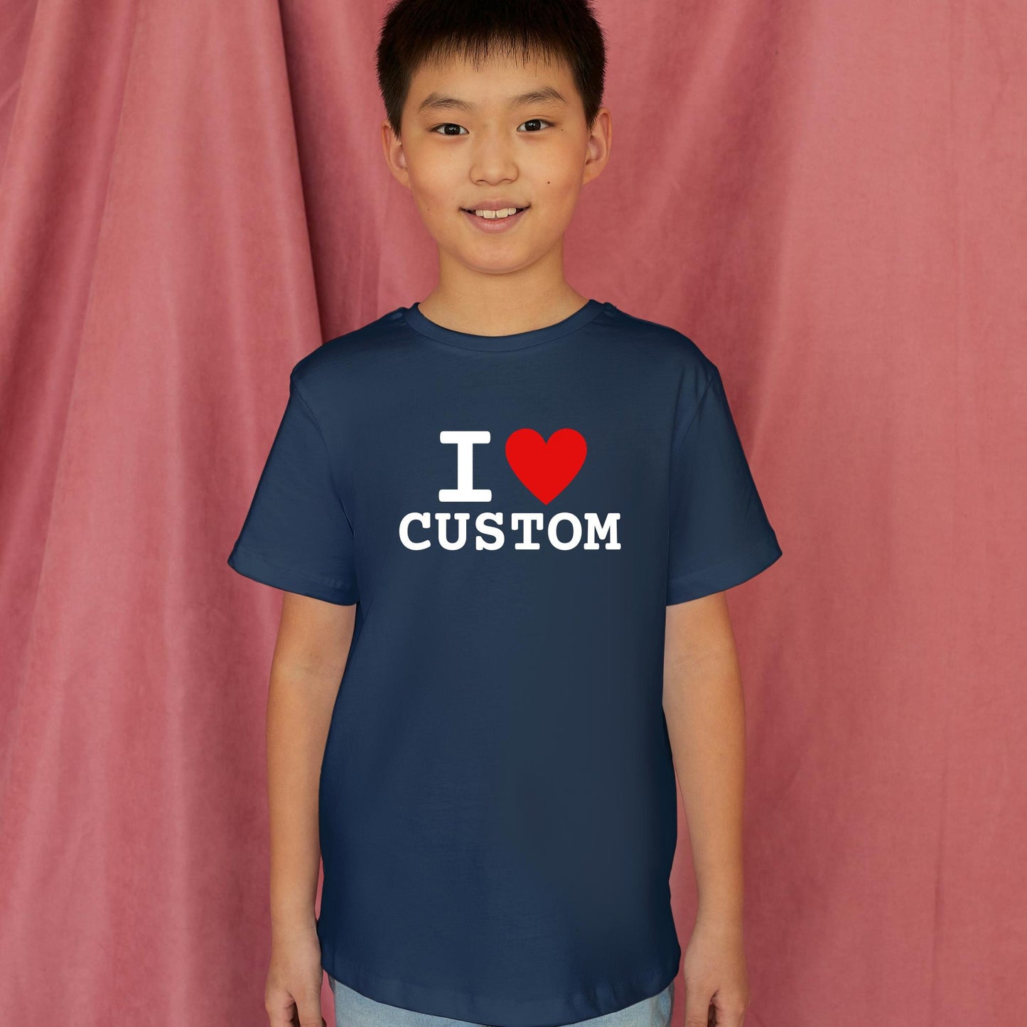 I love Custom Kids T-Shirt – Personalized Heart Shirt for Boys & Girls – Soft Cotton Unisex Tee Personalized Shirt