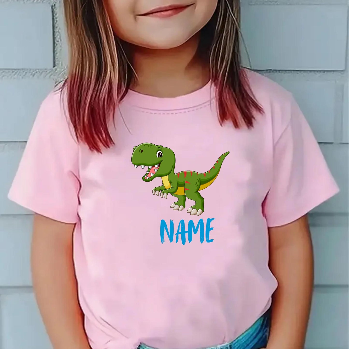 Personalized Dino Shirt for Kids – Funny Birthday Gift – Cute T-Rex Tee for Toddlers & Children Dinosaur Custom Name Kids T-Shirt