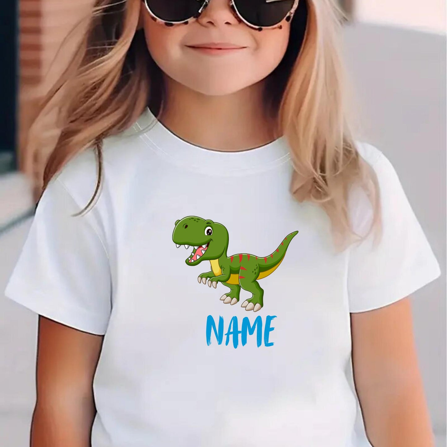 Personalized Dino Shirt for Kids – Funny Birthday Gift – Cute T-Rex Tee for Toddlers & Children Dinosaur Custom Name Kids T-Shirt