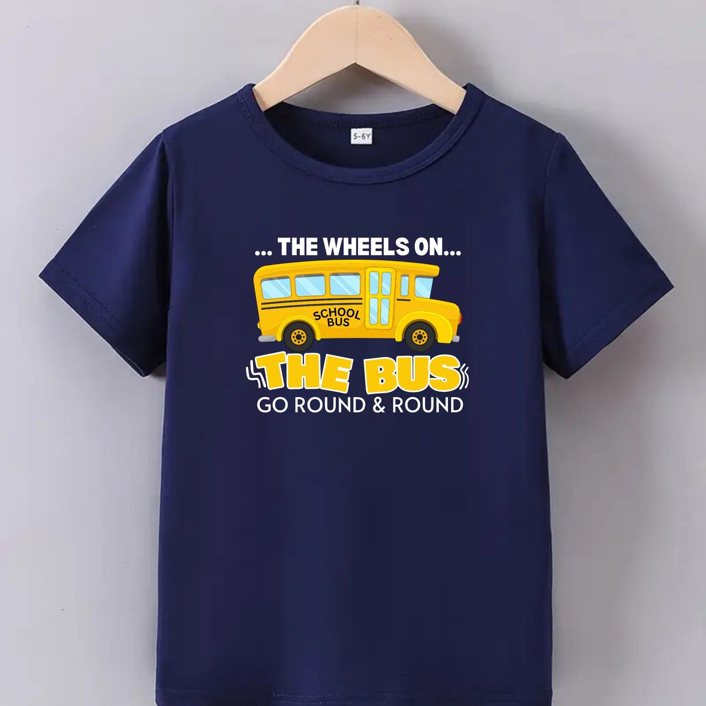 The Wheels on the Bus Go Round & Round&#39; Graphic Tee, Nursery Rhyme Shirt for Toddlers Fun Musical Tee for Kids