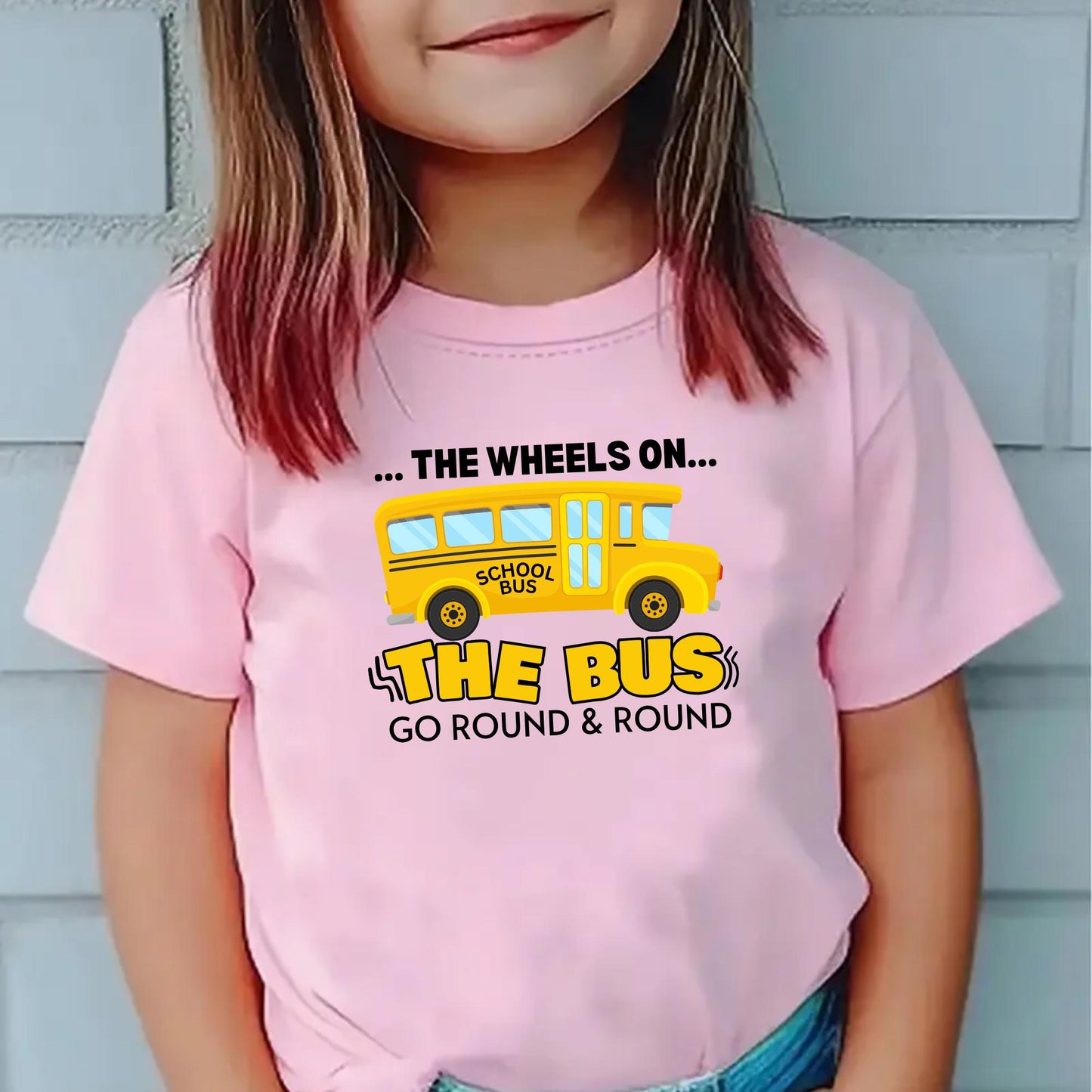The Wheels on the Bus Go Round & Round&#39; Graphic Tee, Nursery Rhyme Shirt for Toddlers Fun Musical Tee for Kids