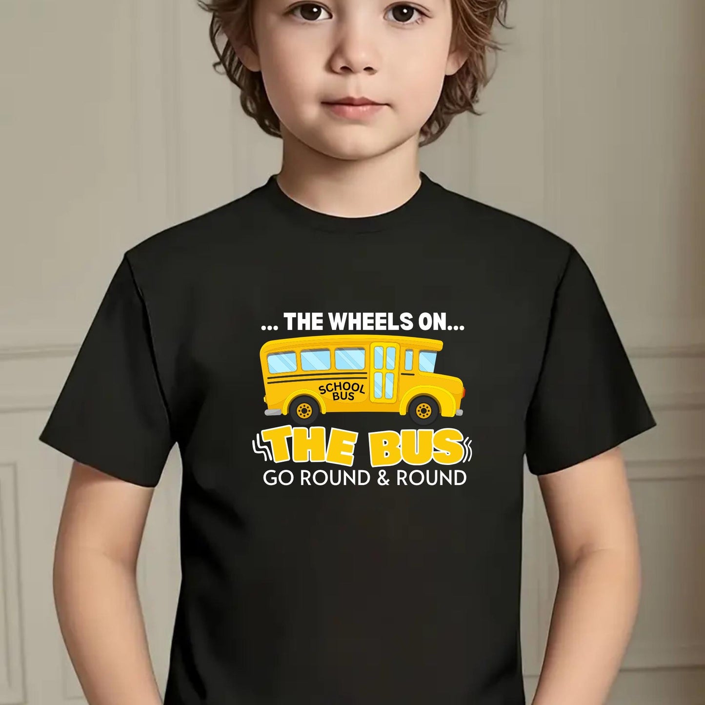 The Wheels on the Bus Go Round & Round&#39; Graphic Tee, Nursery Rhyme Shirt for Toddlers Fun Musical Tee for Kids