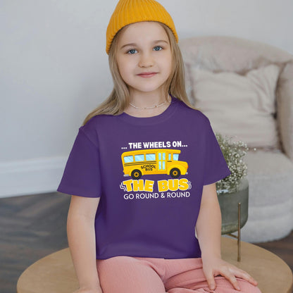 The Wheels on the Bus Go Round & Round&#39; Graphic Tee, Nursery Rhyme Shirt for Toddlers Fun Musical Tee for Kids