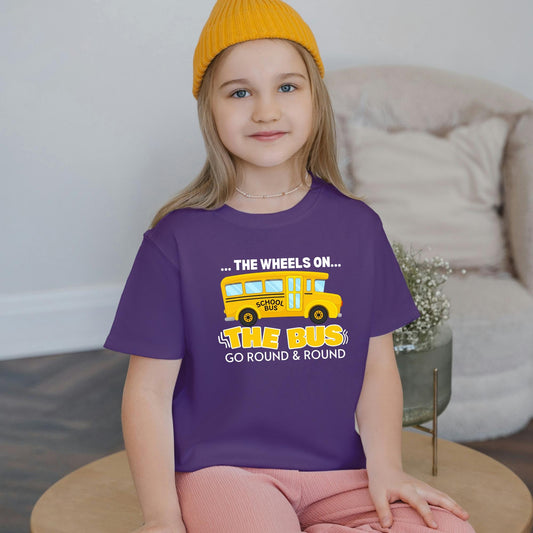 The Wheels on the Bus Go Round & Round; Graphic Tee, Nursery Rhyme Shirt for Toddlers Fun Musical Tee for Kids
