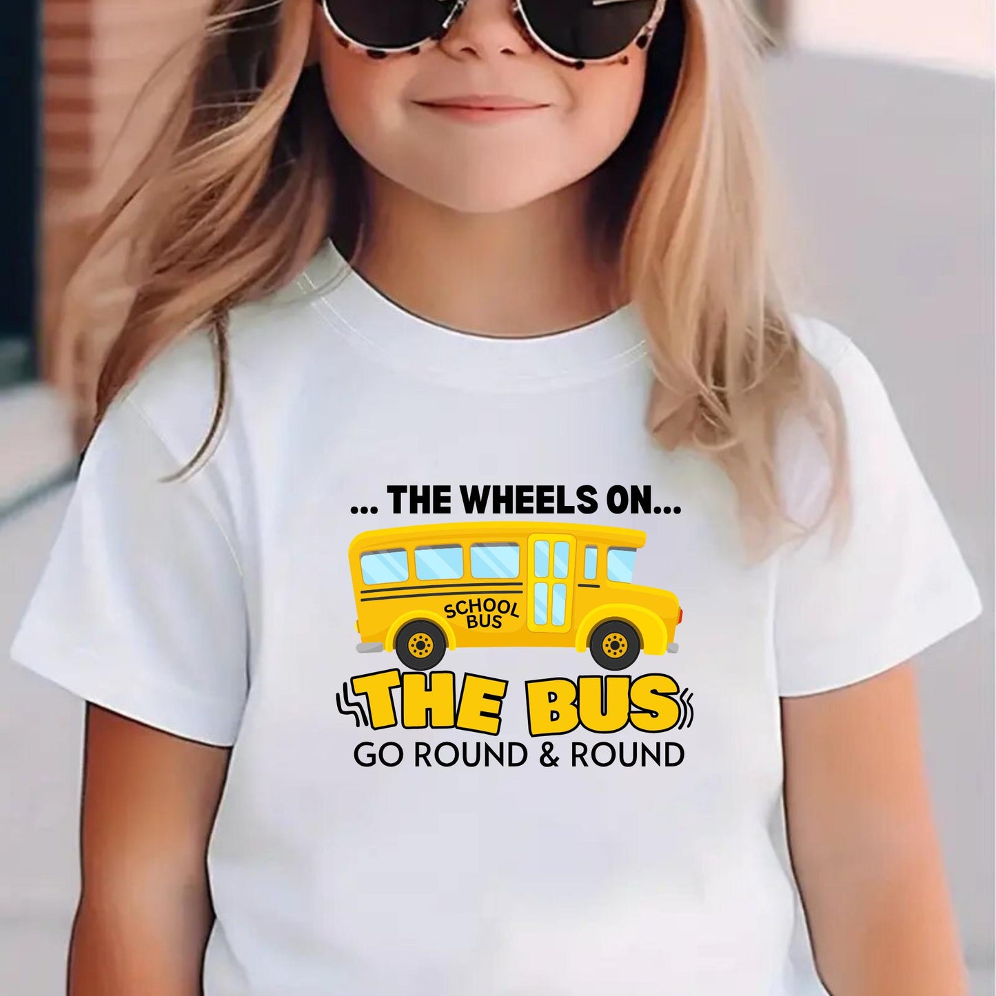 The Wheels on the Bus Go Round & Round&#39; Graphic Tee, Nursery Rhyme Shirt for Toddlers Fun Musical Tee for Kids