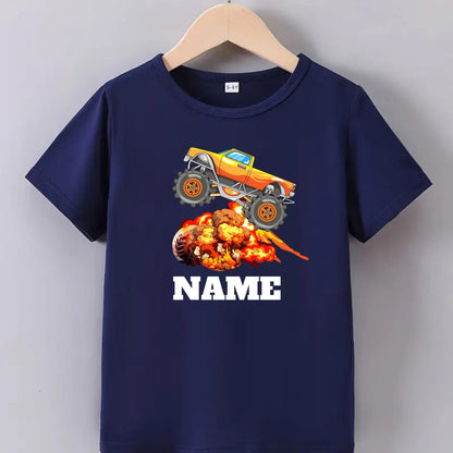 Custom Monster Truck Explosion – Personalised Kids T-Shirt