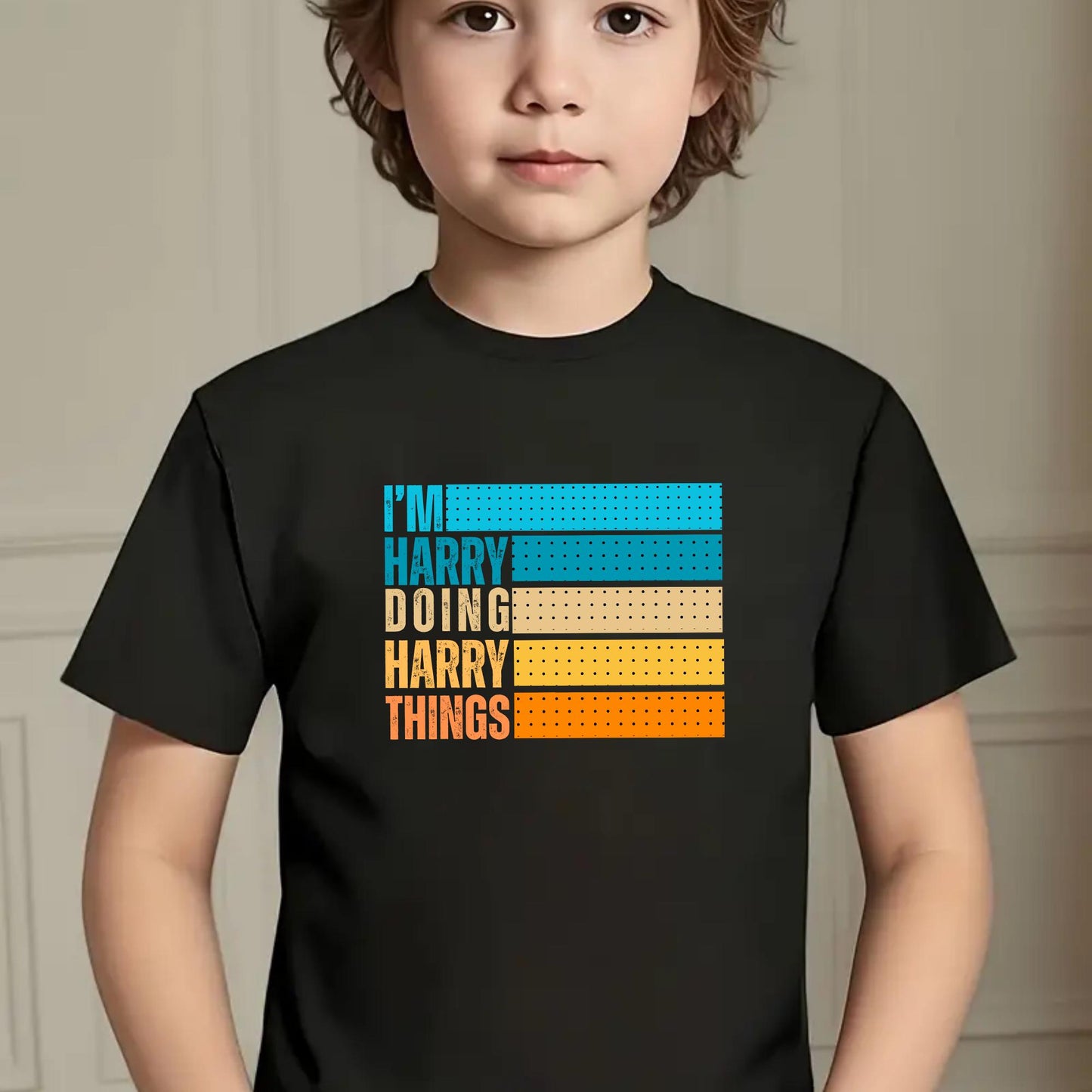 Funny Personalized Name Tee for Boys – I’m Harry Doing Harry Things Kids T-Shirt – Retro Graphic Shirt – Custom Gift for Kids Named