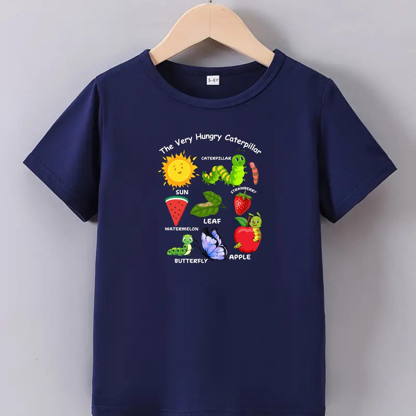Hungry Caterpillar Kids Shirt – Educational Toddler Tee – Learning Fruit and Insect Shirt – Cute Insect Graphic Tee for Boys & Girls