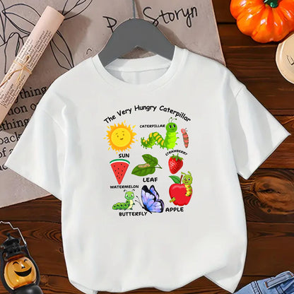Hungry Caterpillar Kids Shirt – Educational Toddler Tee – Learning Fruit and Insect Shirt – Cute Insect Graphic Tee for Boys & Girls