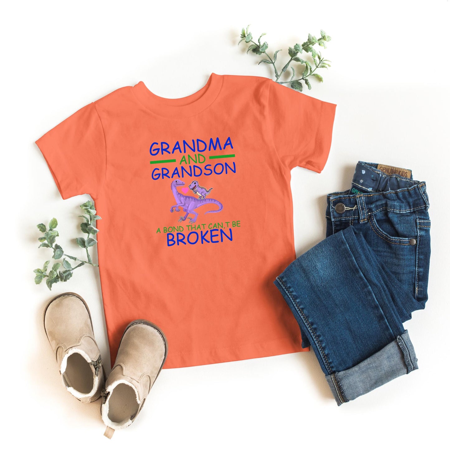Grandma and Grandson t Shirt – A Bond That Can’t Be Broken – Matching Family Gift – Grandparent Gift Idea – Love Quote kids funny Tee