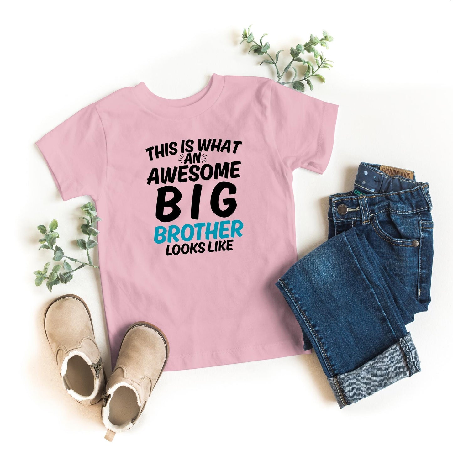 Awesome Big Brother Shirt –This Is What an Awesome Big Brother Looks Like – Funny Kids Sibling T-Shirt – New Baby Announcement Gift for Boys