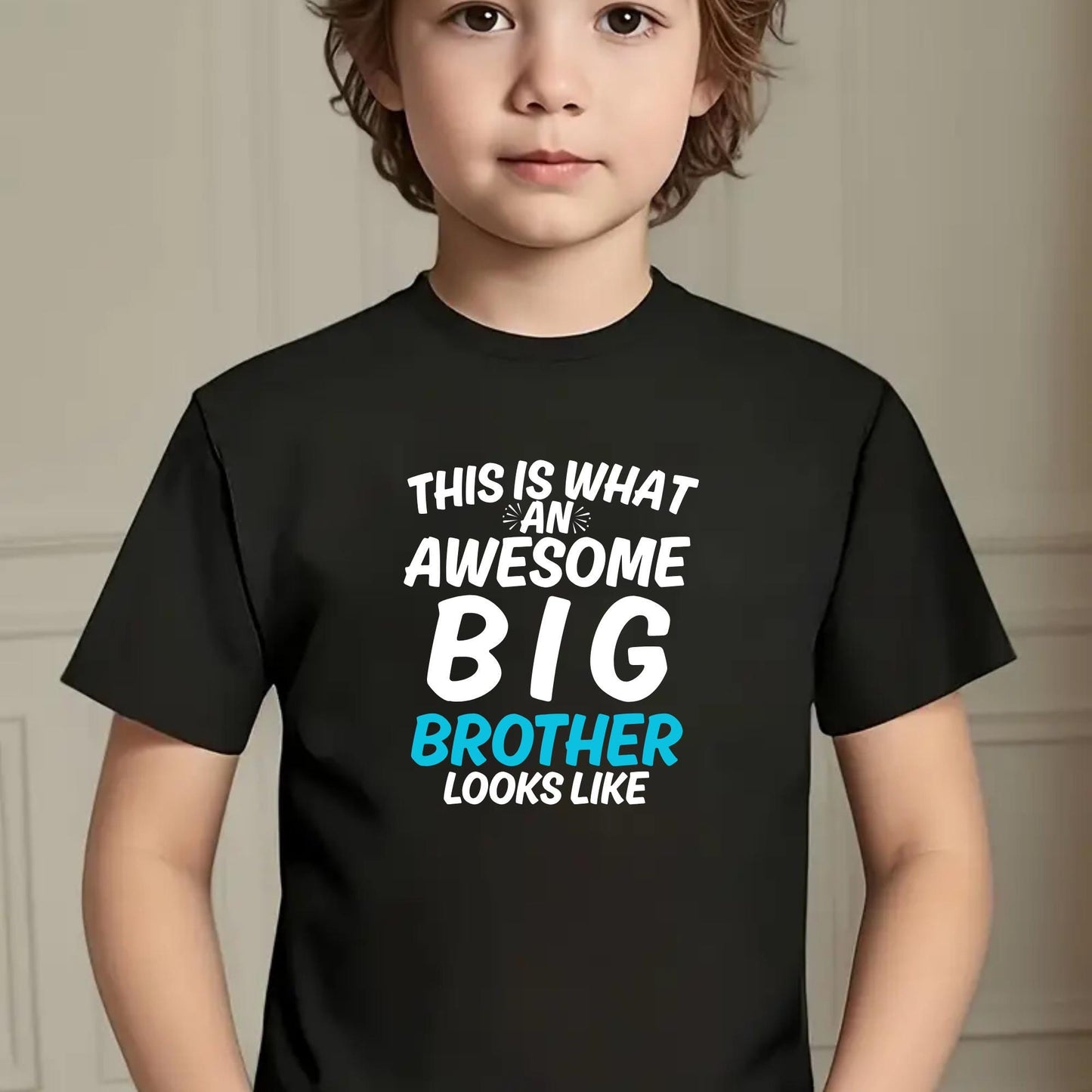 Awesome Big Brother Shirt –This Is What an Awesome Big Brother Looks Like – Funny Kids Sibling T-Shirt – New Baby Announcement Gift for Boys