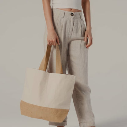 Personalised Jute Base Cotton Tote Bag - Any Name Text Logo Picture Custom Bag Gift