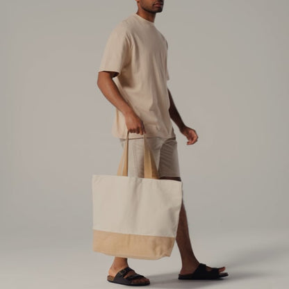 Personalised Jute Base Cotton Tote Bag - Any Name Text Logo Picture Custom Bag Gift